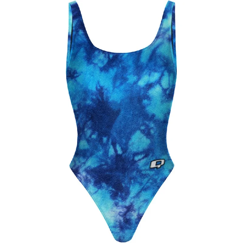 Tie Dye Blue - High Hip One Piece Swimsuit