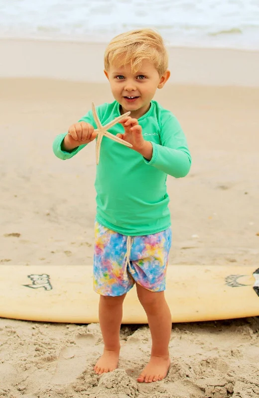 Tie Dye Dreams Long Sleeve Sun Shirt and Swim Trunk Set