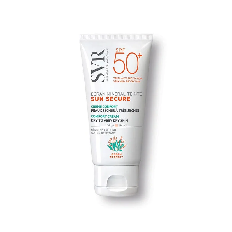 water-proof sunscreen lotion-Tinted Mineral Sunscreen Dry To Very Dry Skins Spf50+ 50ml Sun Secure Svr