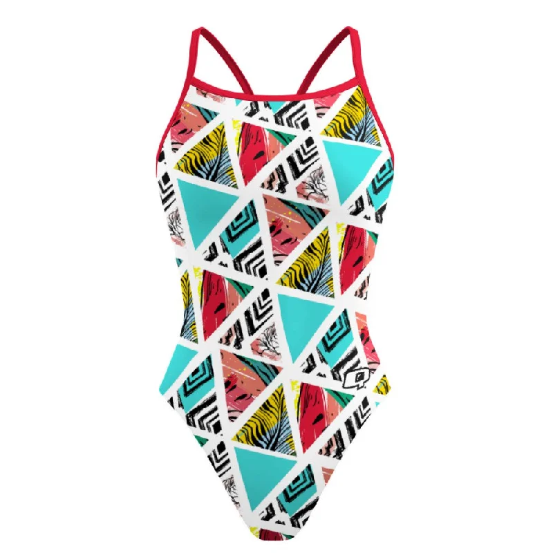 Watermelon Prism Skinny Strap Swimsuit