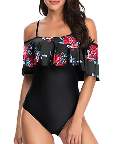 Trendy Backless Off The Shoulder One Piece Swimsuit For Women-Color